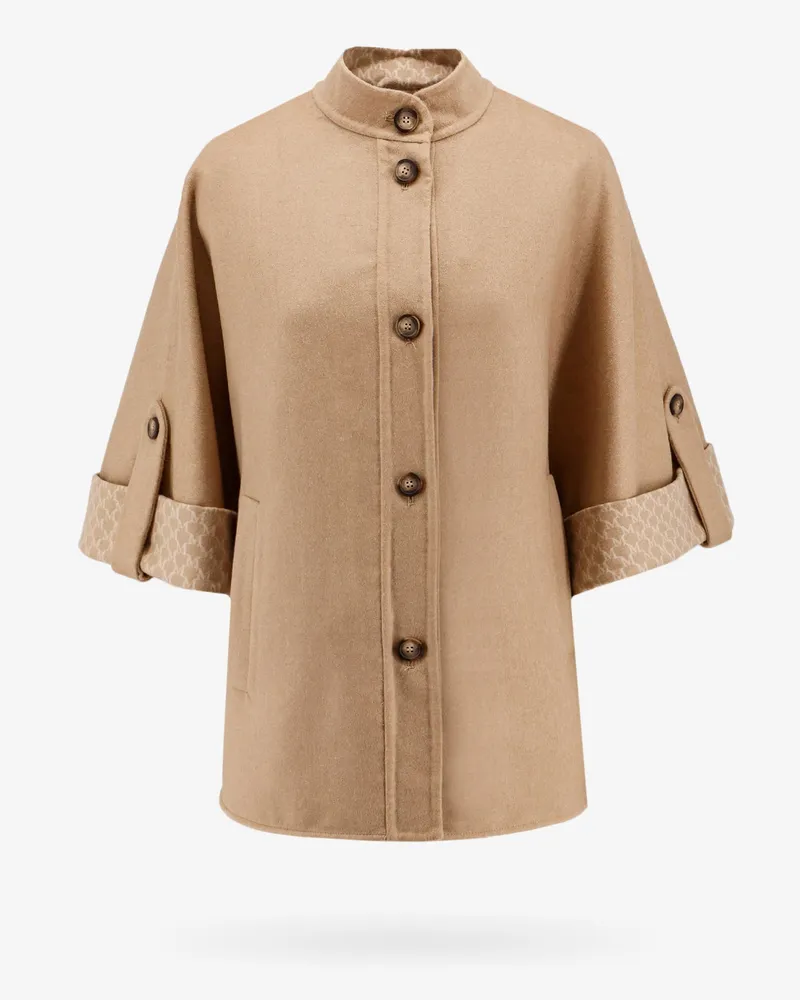 Max Mara Virgin wool and cashmere cape wih pockets on the front -  - gender_Woman Beige