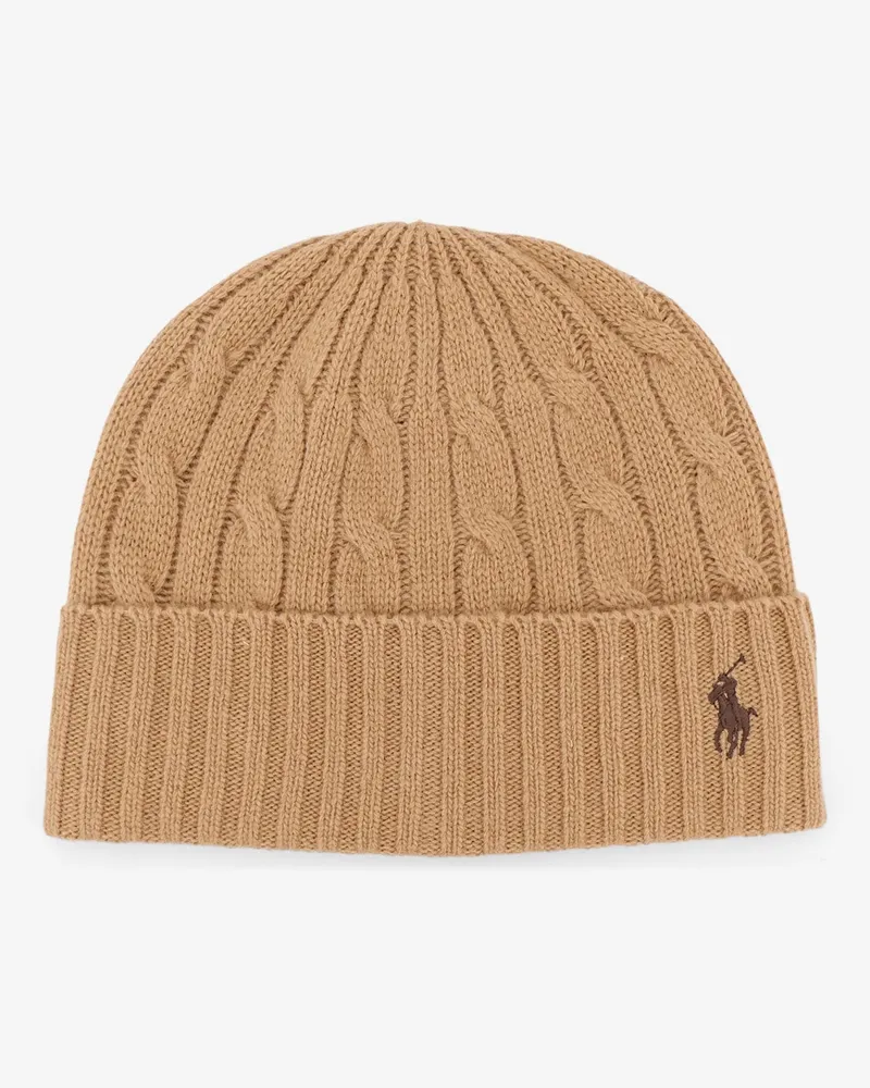 Ralph Lauren Wool blend cable knit beanie hat -  - gender_Man Beige