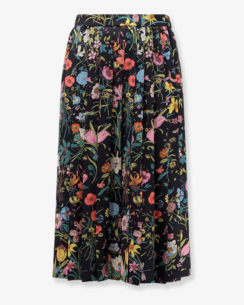 Gucci Silk midi skirt with floral print -  - gender_Woman Black