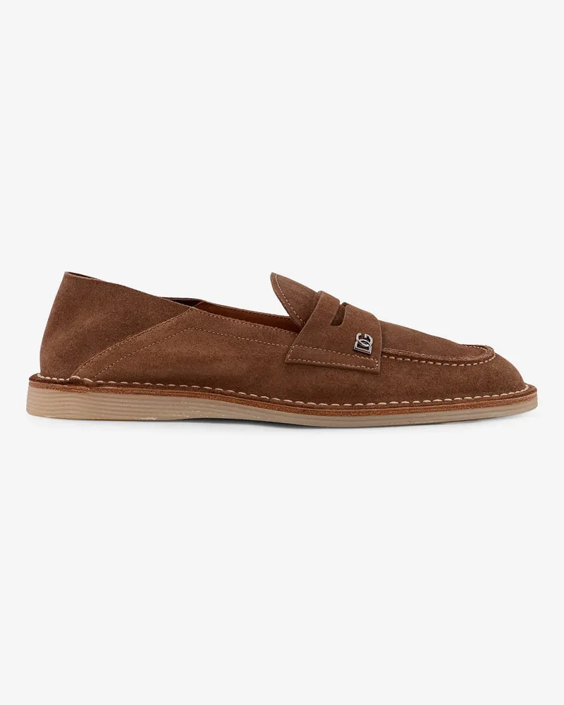 Dolce & Gabbana Suede Slipper Loafers -  - gender_Man Brown