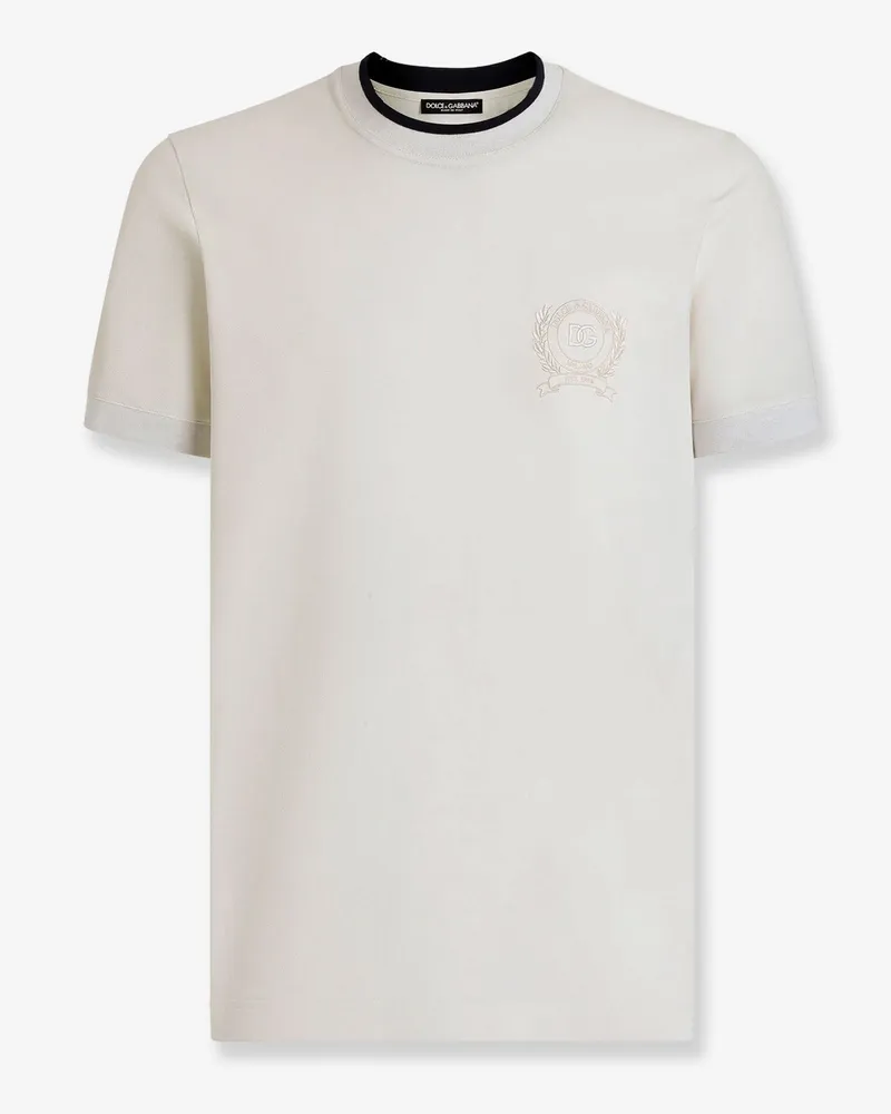 Dolce & Gabbana Technical fabric T-shirt with front embroidery -  - gender_Man Beige