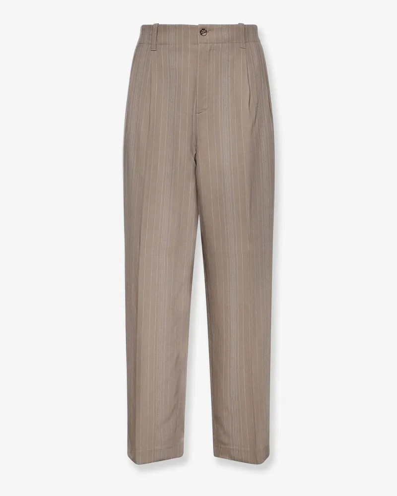 Golden Goose Wool blend trousers with pinstripe pattern -  - gender_Man Grey