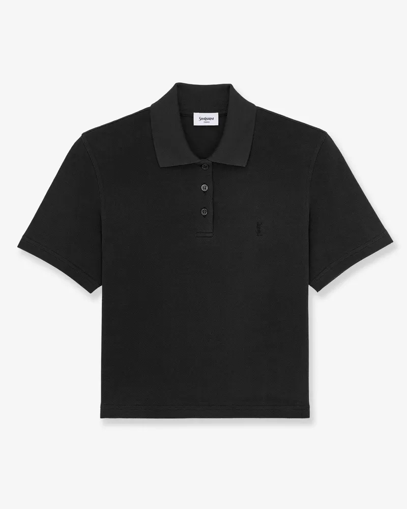 Saint Laurent Cassandre Cotton Piqué Cotton Polo Shirt -  - gender_Woman Black