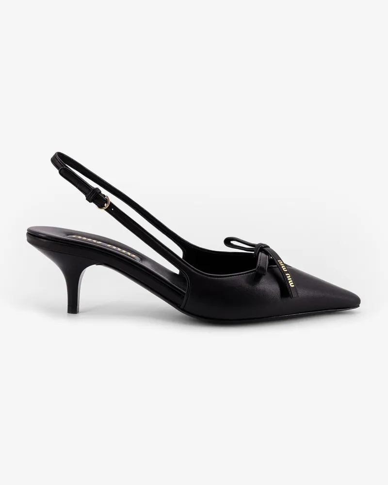 Miu Miu Leather décolleté with logo bow detail -  - gender_Woman Black