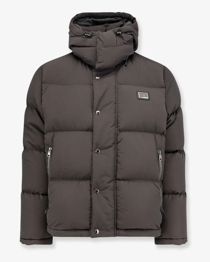 Dolce & Gabbana Nylon hooded down jacket -  - gender_Man Grey