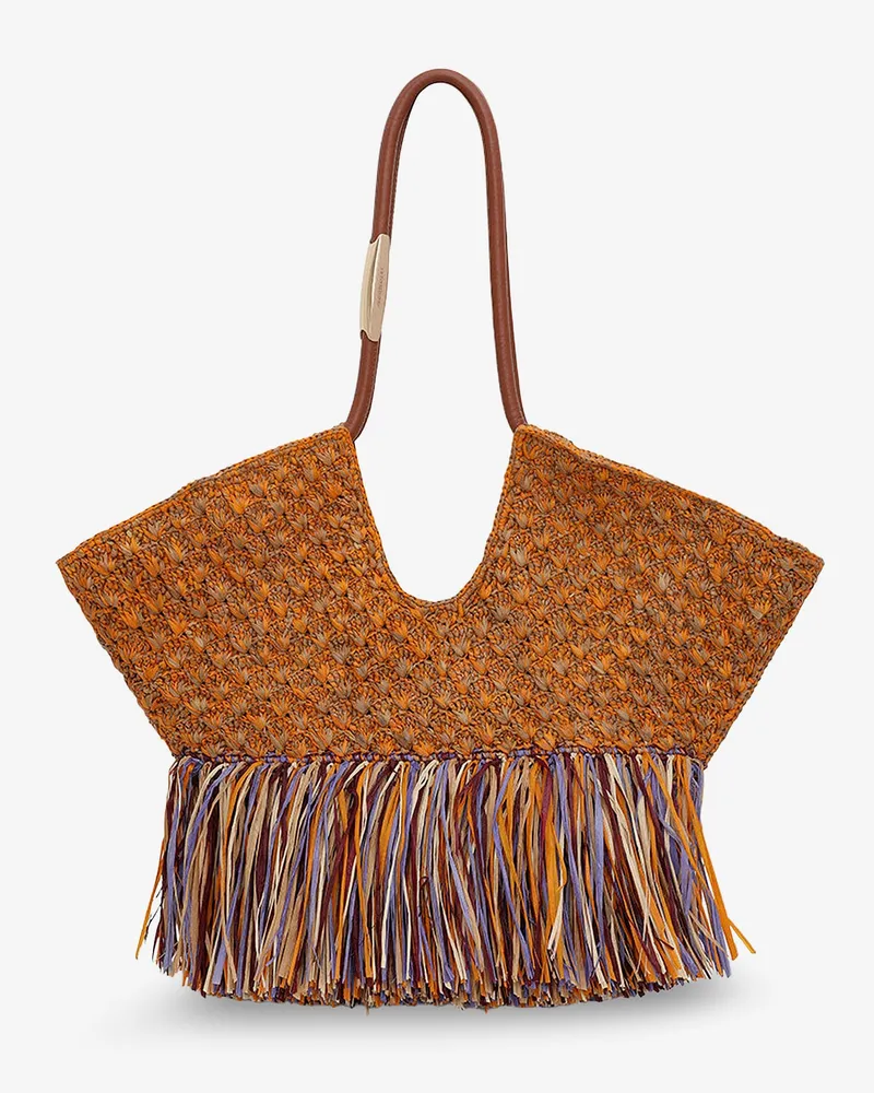 Zimmermann Golden Time rafia shoulder bag with fringe -  - gender_Woman Orange