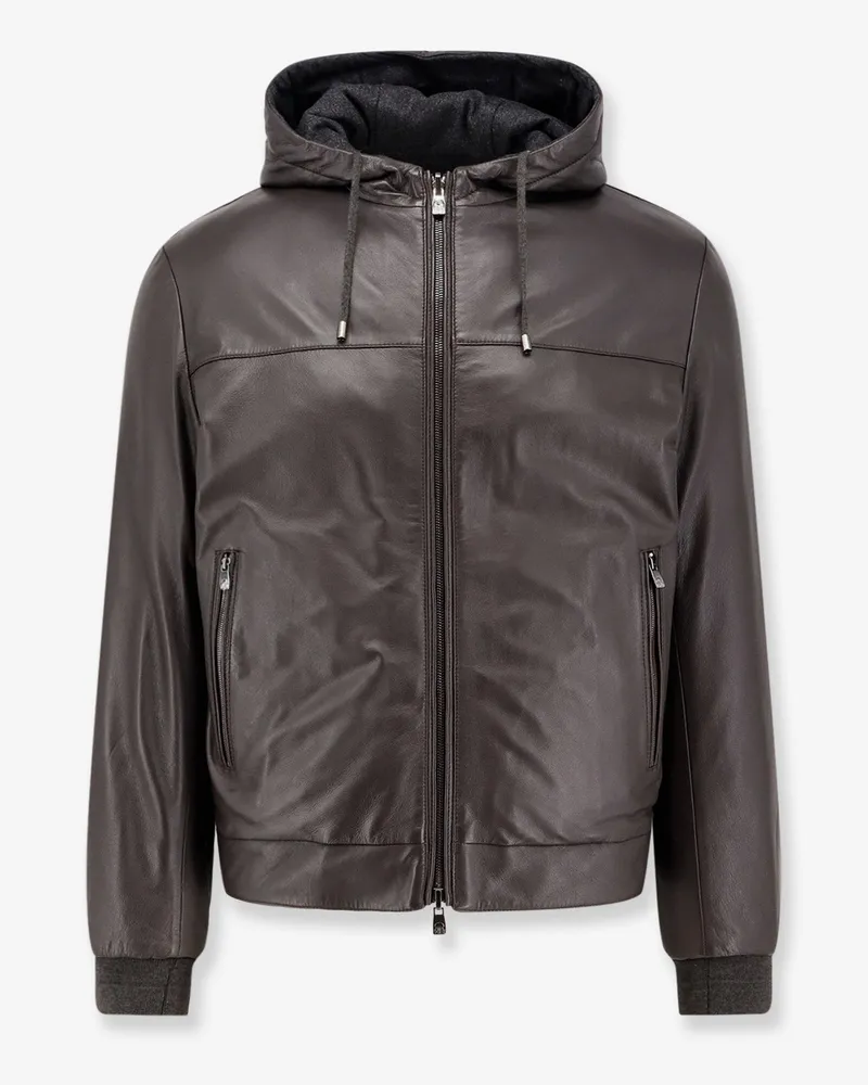 Corneliani Padded reversible leather jacket -  - gender_Man Brown