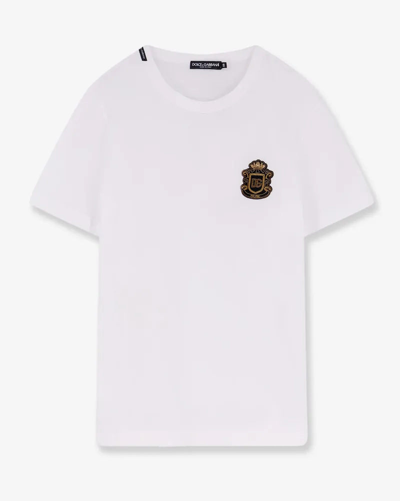 Dolce & Gabbana Cotton t-shirt with iconic logo patch -  - gender_Man White