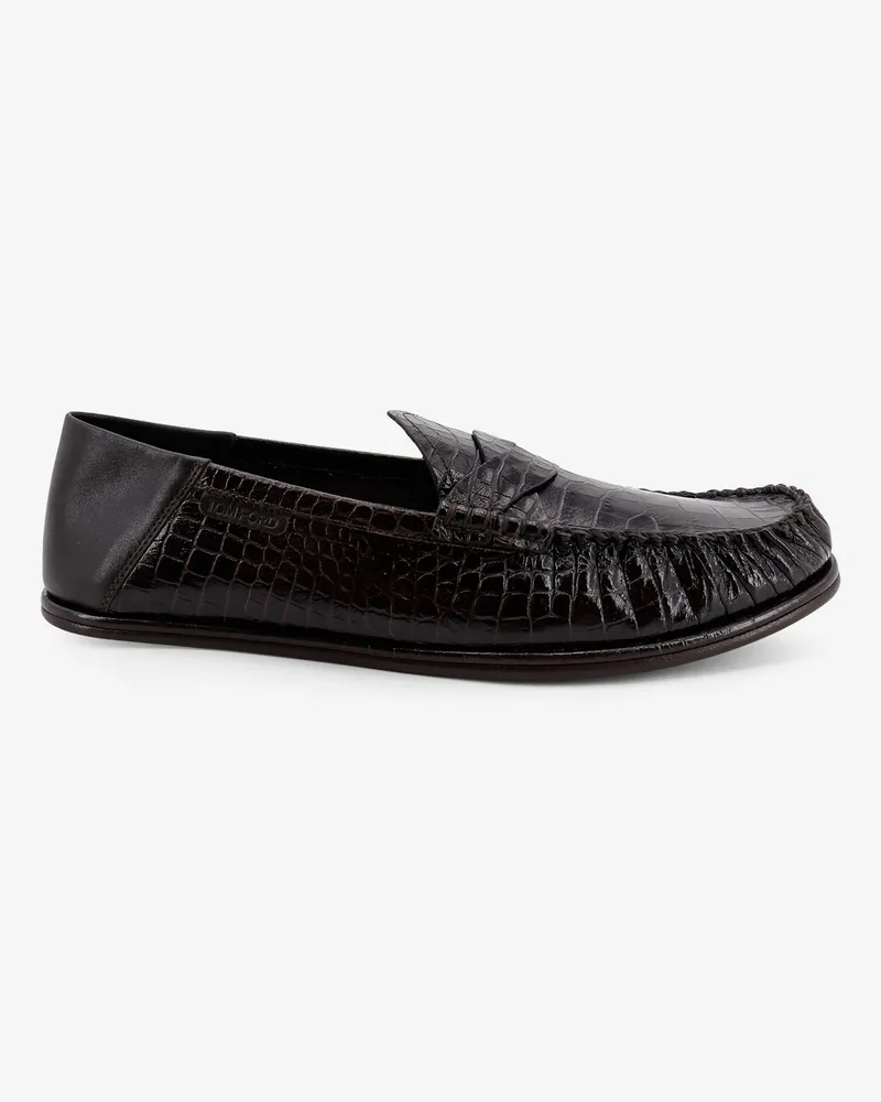 Tom Ford Crocodile-print leather loafers -  - gender_Man Brown