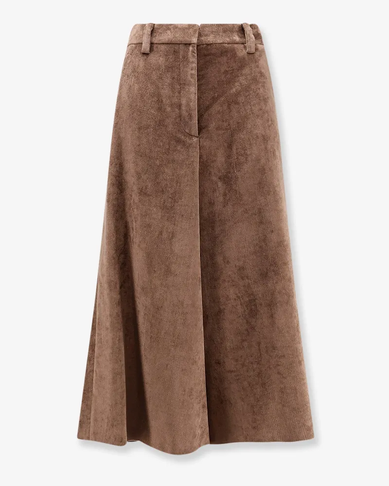 Brunello Cucinelli Velvet skirt with Monili detail -  - gender_Woman Brown