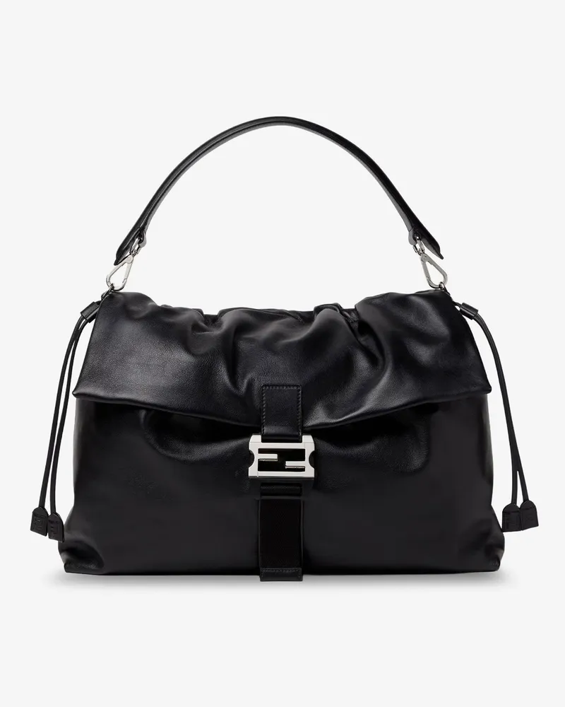 Fendi Flux Maxi Messenger leather crossbody bag - FENDI - gender_Man Black