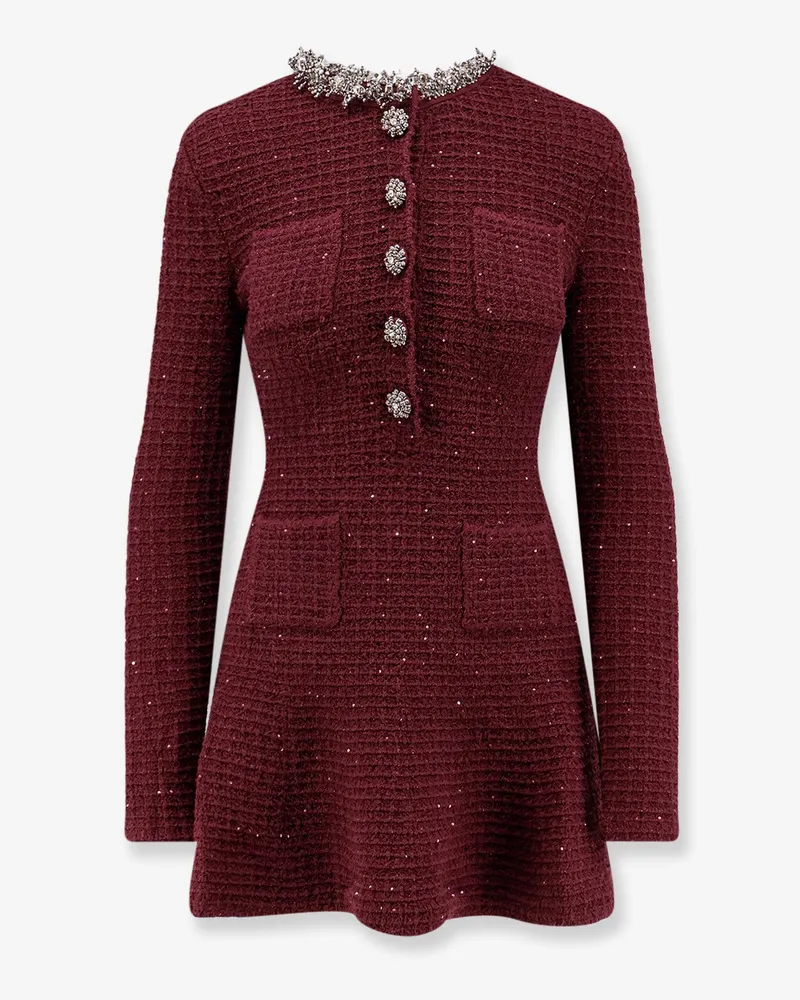 Self-Portrait Knitted bordeaux dress with Jewel details -  - gender_Woman Red