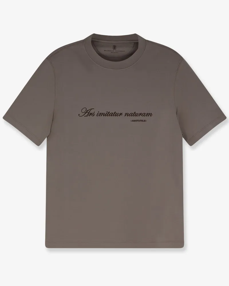Brunello Cucinelli Cotton T-shirt with front embroidery -  - gender_Man Grey