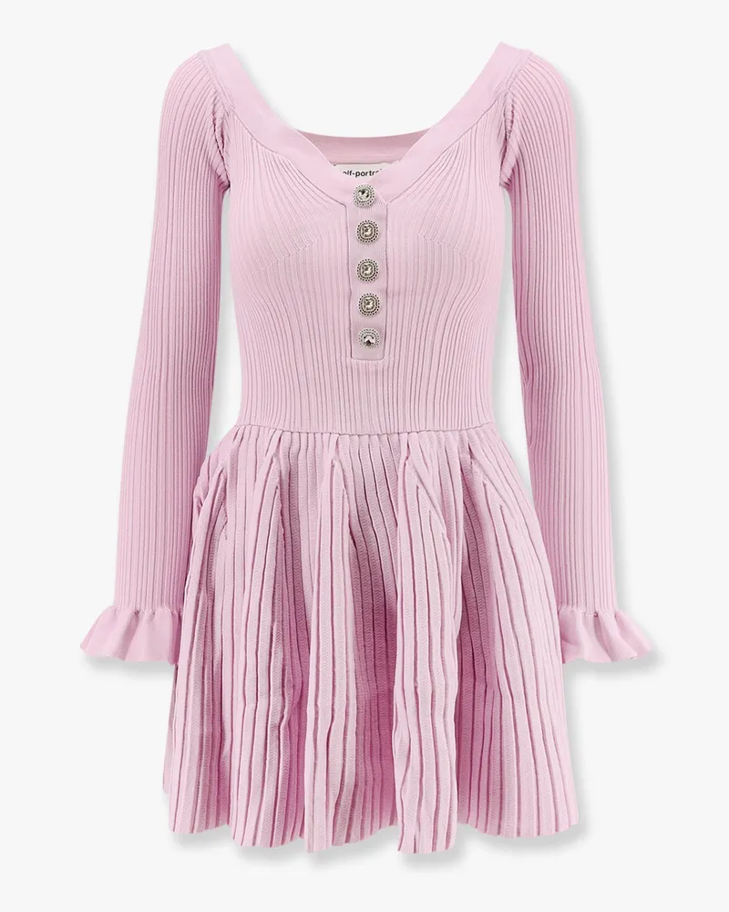 Self-Portrait Ribbed knit mini dress with jewel buttons -  - gender_Woman 