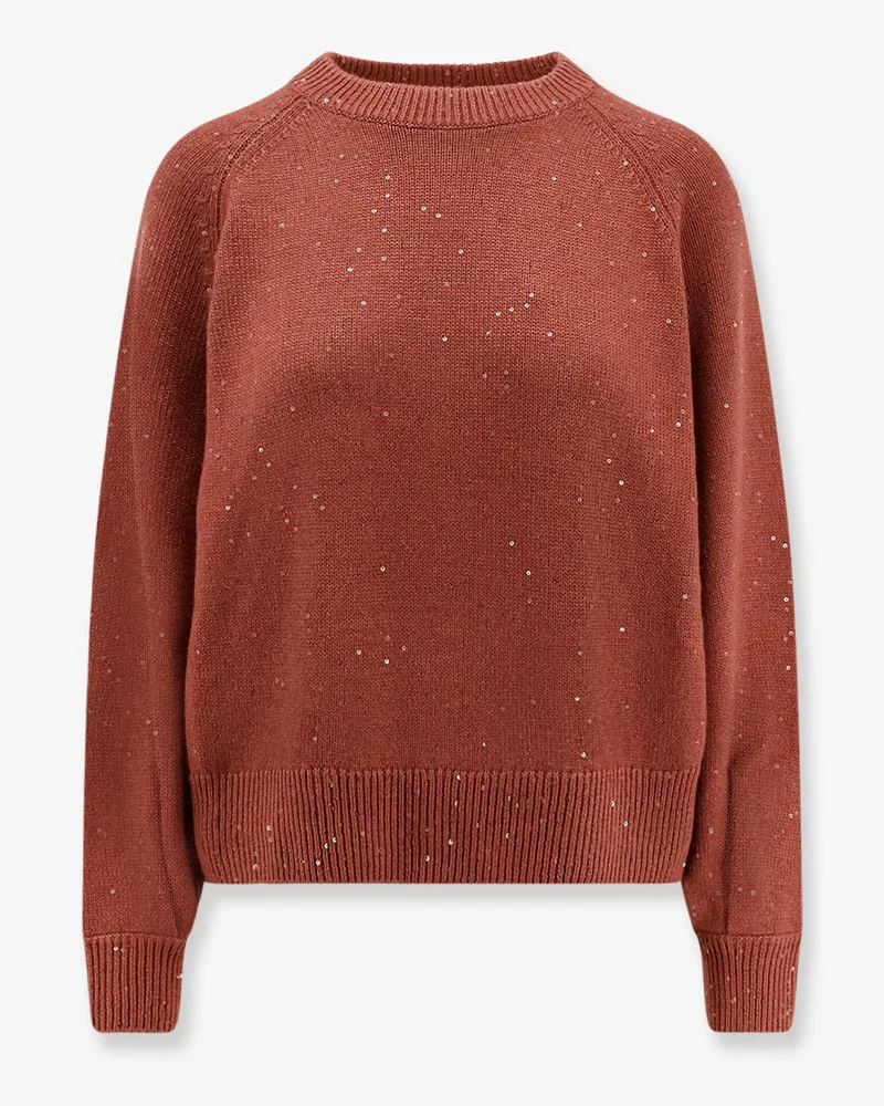 Brunello Cucinelli Cashmere and silk sweater with sequins -  - gender_Woman Brown