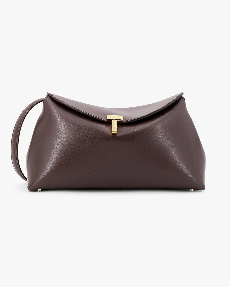 Totême T-Lock clutch leather crossbody bag -  - gender_Woman Brown