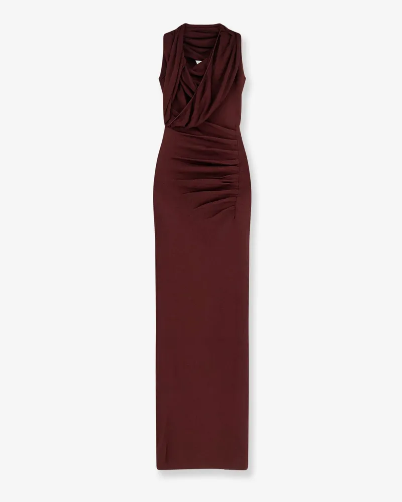 Self-Portrait Draped knitted long dress -  - gender_Woman Brown