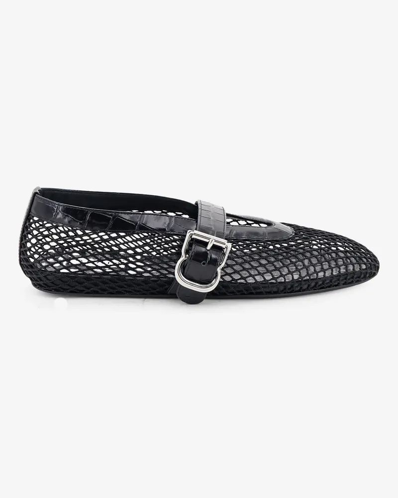 Alaïa Flat leather ballerinas with crocodile effect -  - gender_Woman Black