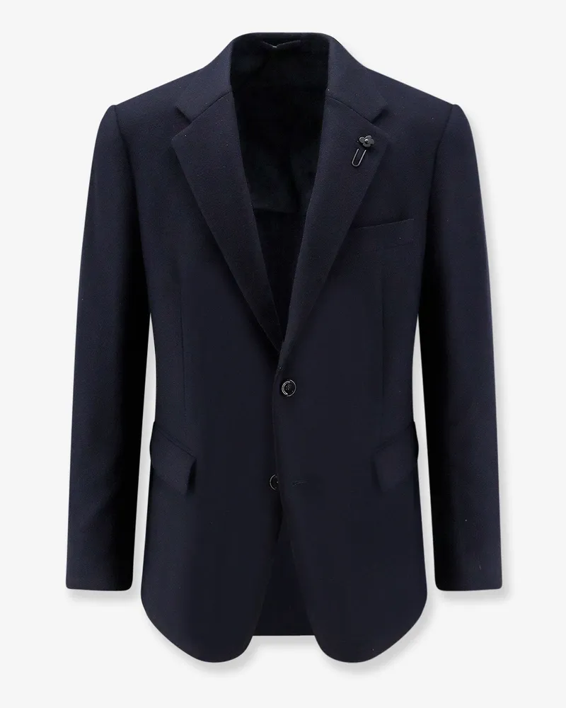 LARDINI Cashmere blazer with iconic metal pin -  - gender_Man Blue
