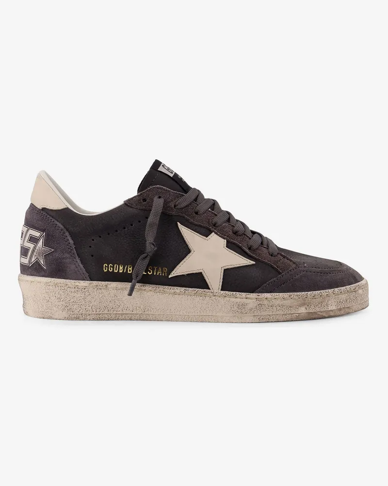 Golden Goose Ball Star leather sneakers with side logo -  - gender_Man Grey