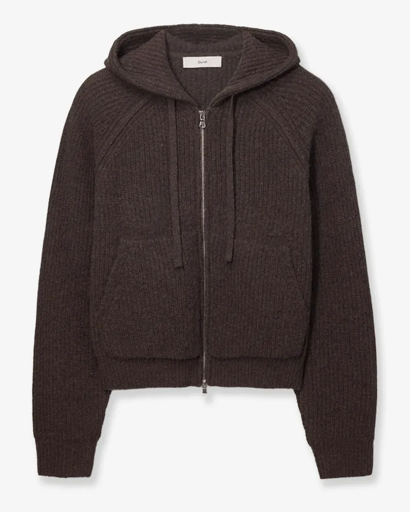 Dunst Unisex wool blend hooded cardigan -  - gender_Man Brown