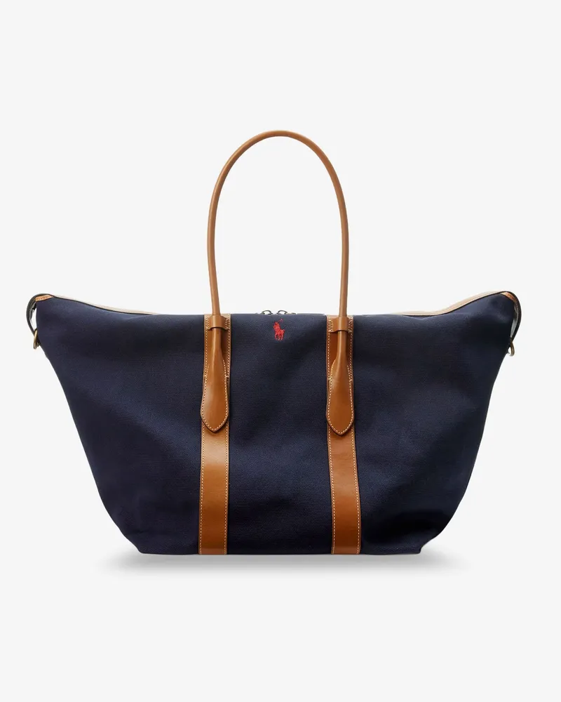 Ralph Lauren Canvas shoulder bag with embroidered logo -  - gender_Woman Blue