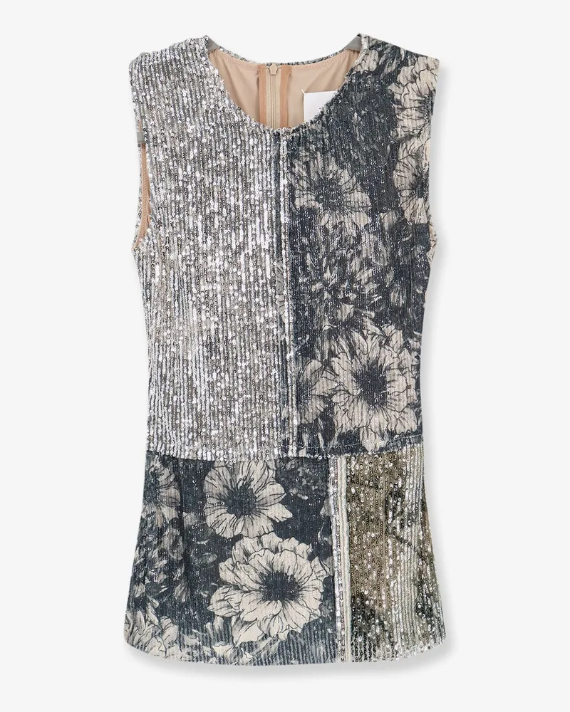 Maison Margiela Patchwork top with sequins embroidery -  - gender_Woman Grey