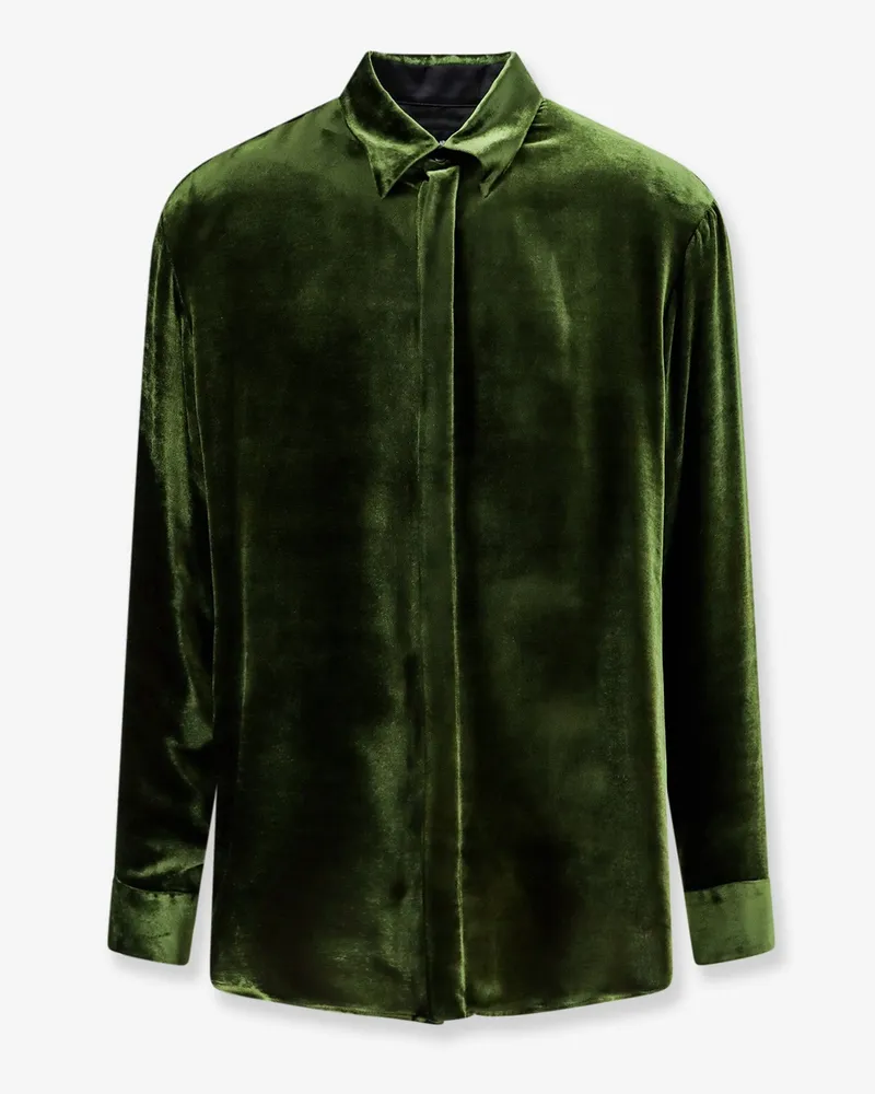 Giorgio Armani Viscose and silk blend shirt -  - gender_Man Green