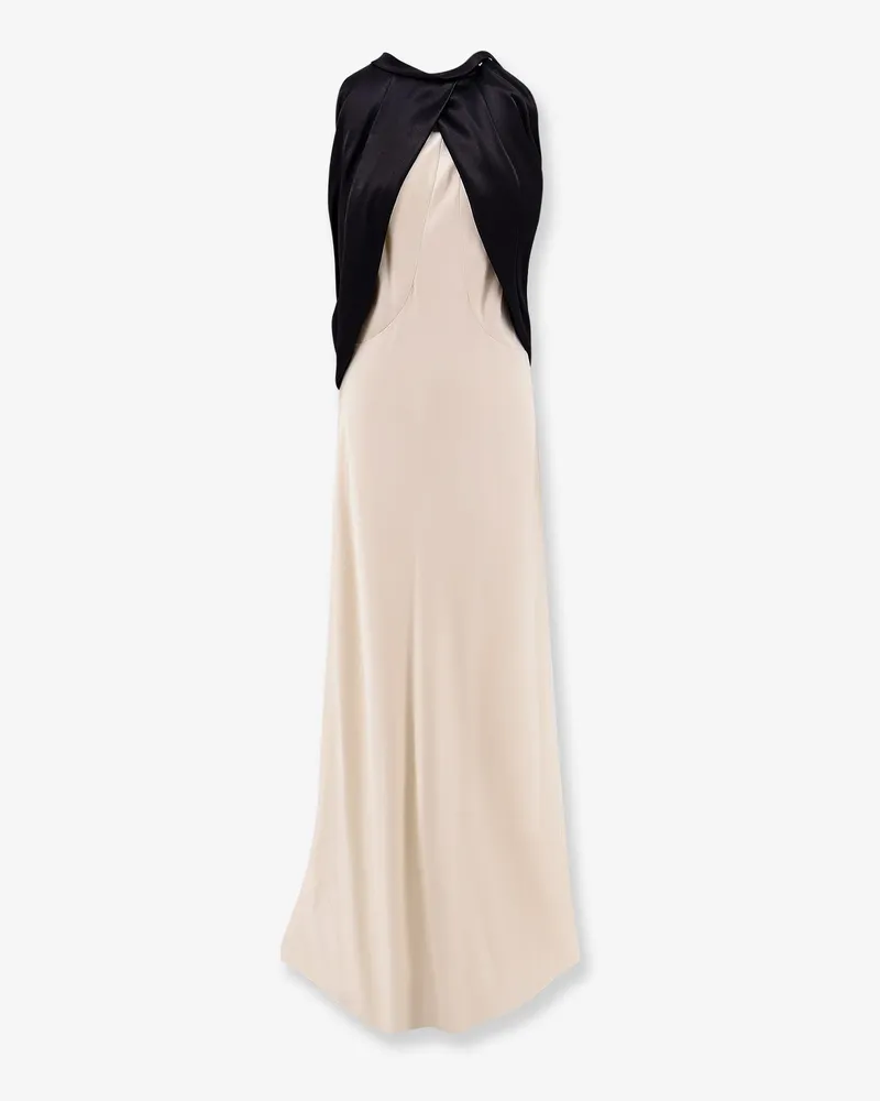 Alberta Ferretti Long viscose dress with removable cape -  - gender_Woman Beige