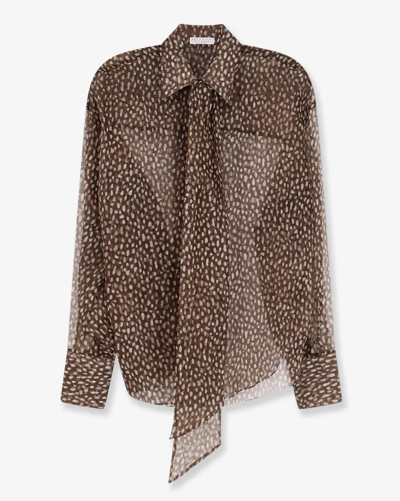 Brunello Cucinelli Sheer silk shirt -  - gender_Woman Brown