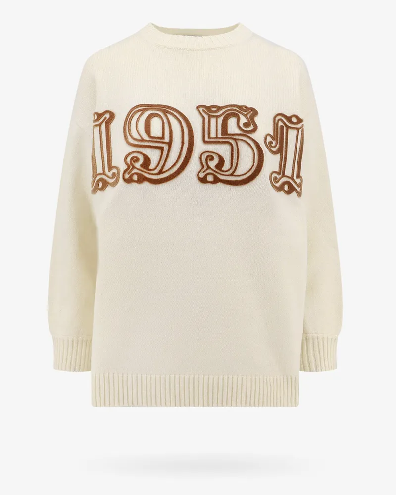 Max Mara Wool and cashmere sweater with frontal logo -  - gender_Woman Beige