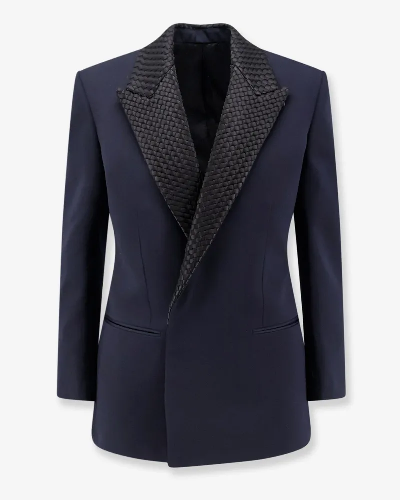 Bottega Veneta Wool blazer with Intrecciato detail -  - gender_Woman Blue