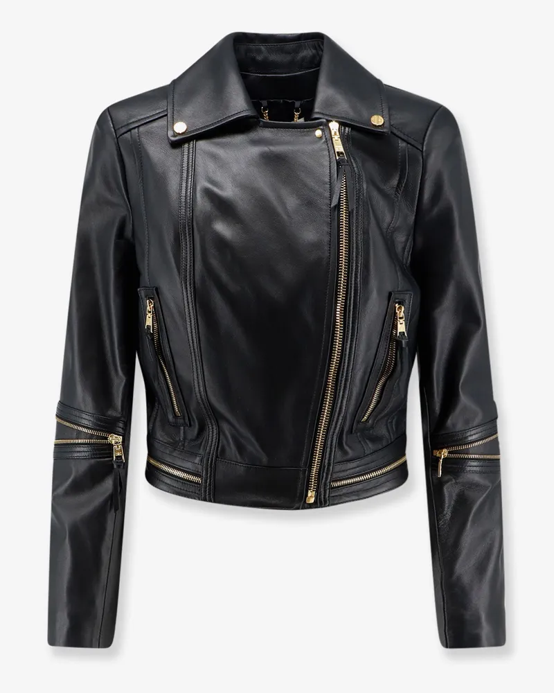 Elisabetta Franchi Leather biker jacket -  - gender_Woman Black