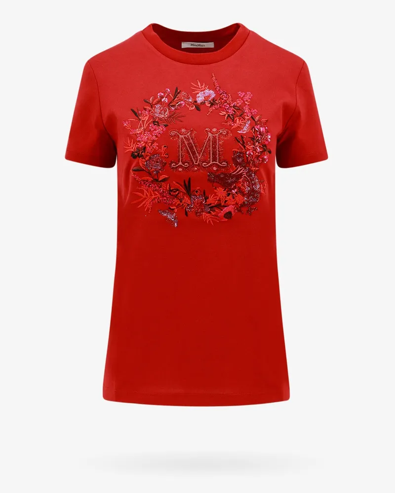 Max Mara Cotton t-shirt with frontal monogram -  - gender_Woman Red