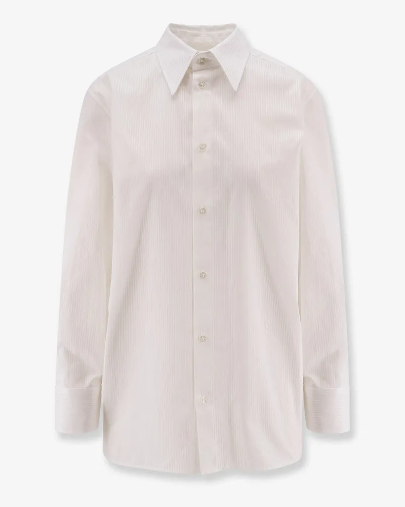 Saint Laurent Certified cotton shirt with Cassandre embroidery -  - gender_Woman White
