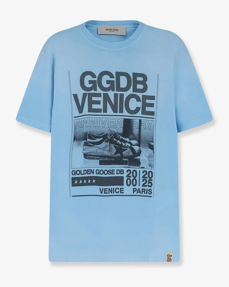 Golden Goose Cotton T-shirt with print on the front -  - gender_Man Blue