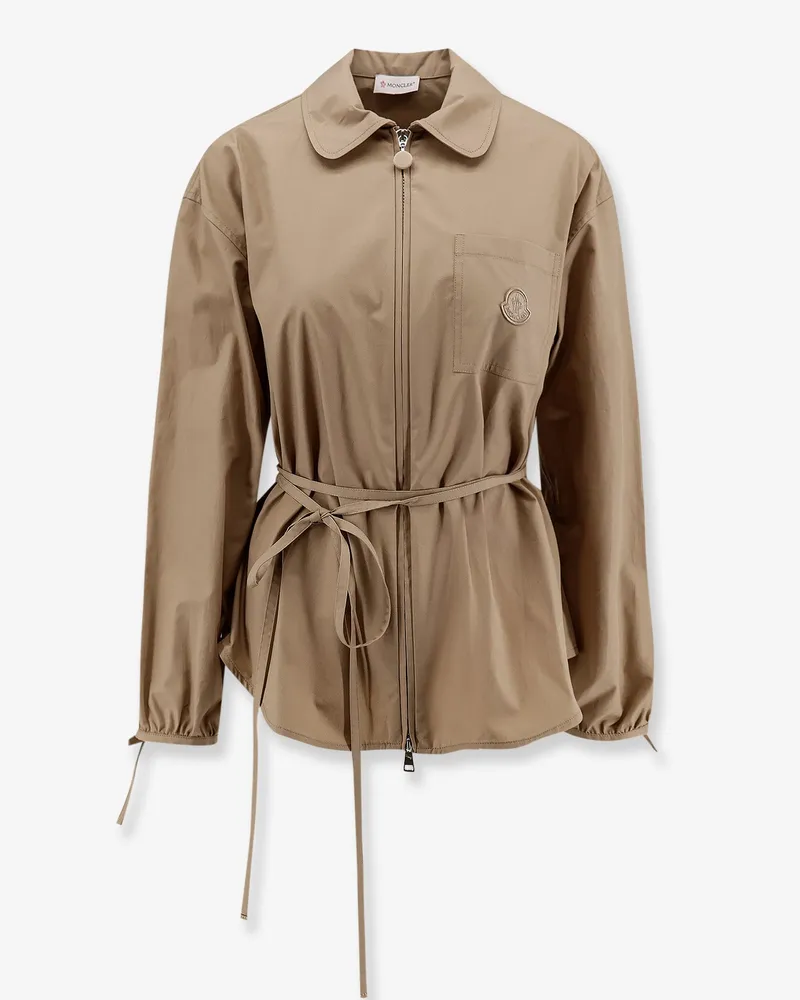Moncler Cotton shirt jacket with front embroidered logo -  - gender_Woman Beige