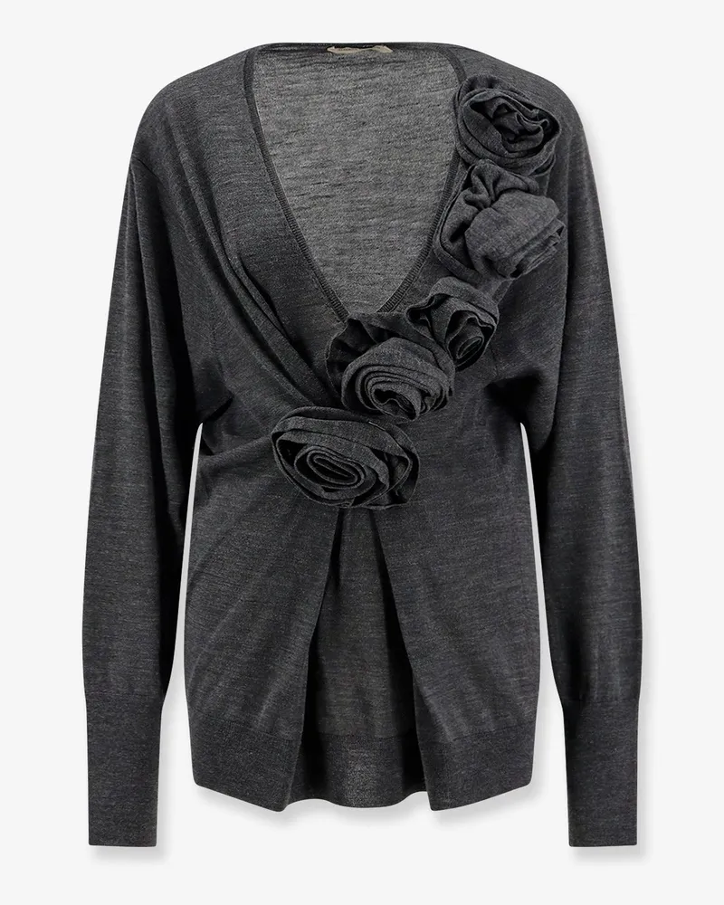 Alberta Ferretti Virgin wool sweater with ruffles -  - gender_Woman Grey