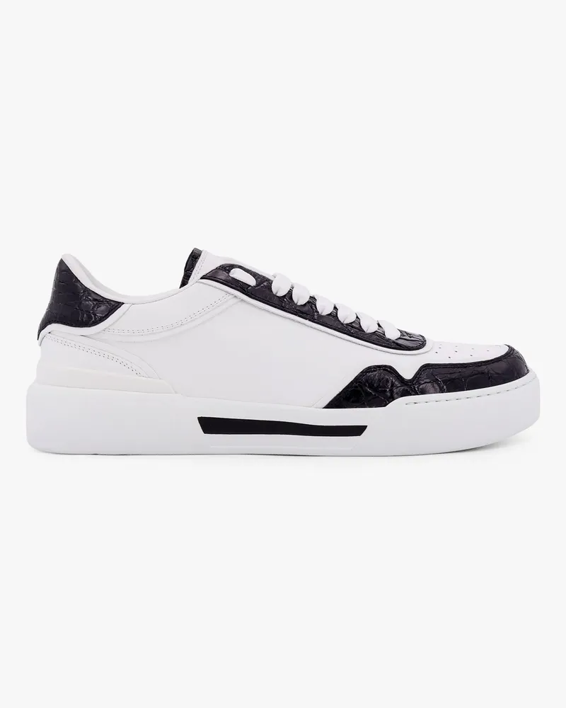 Dolce & Gabbana New Roma leather sneakers with crocodile details -  - gender_Man White