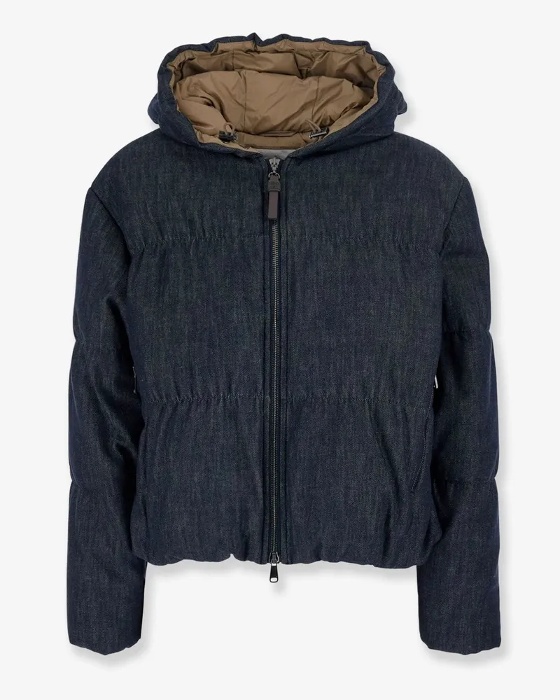 Brunello Cucinelli Hooded padded denim jacket -  - gender_Woman Blue