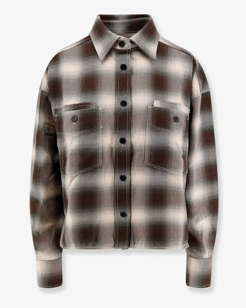 Closed Cropped madras shirt -  - gender_Woman Brown