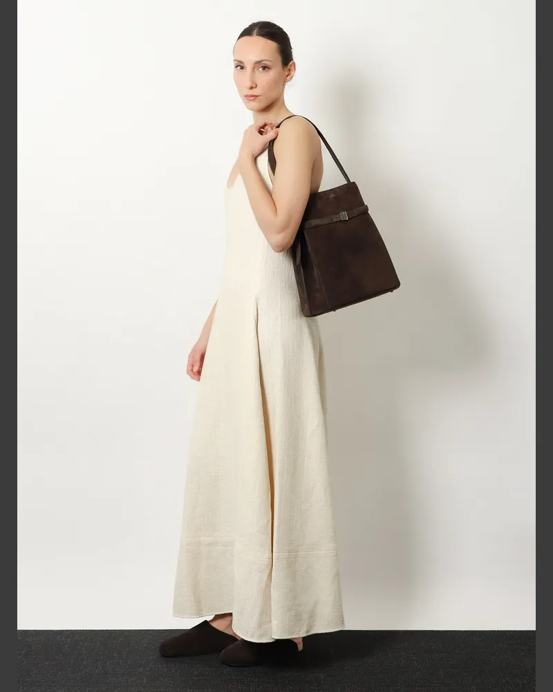 Totême Suede shoulder bag with metal detail on the front -  - gender_Woman Brown