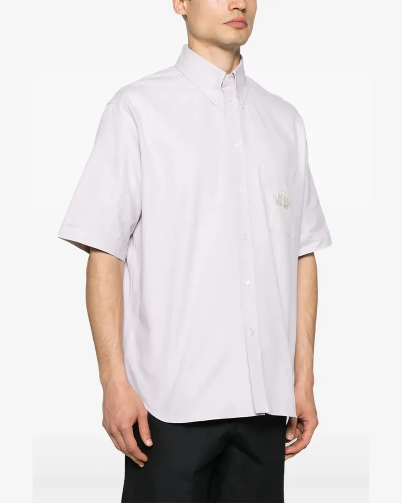 Fendi Oxford shirt with  crest embroidery - FENDI - gender_Man White