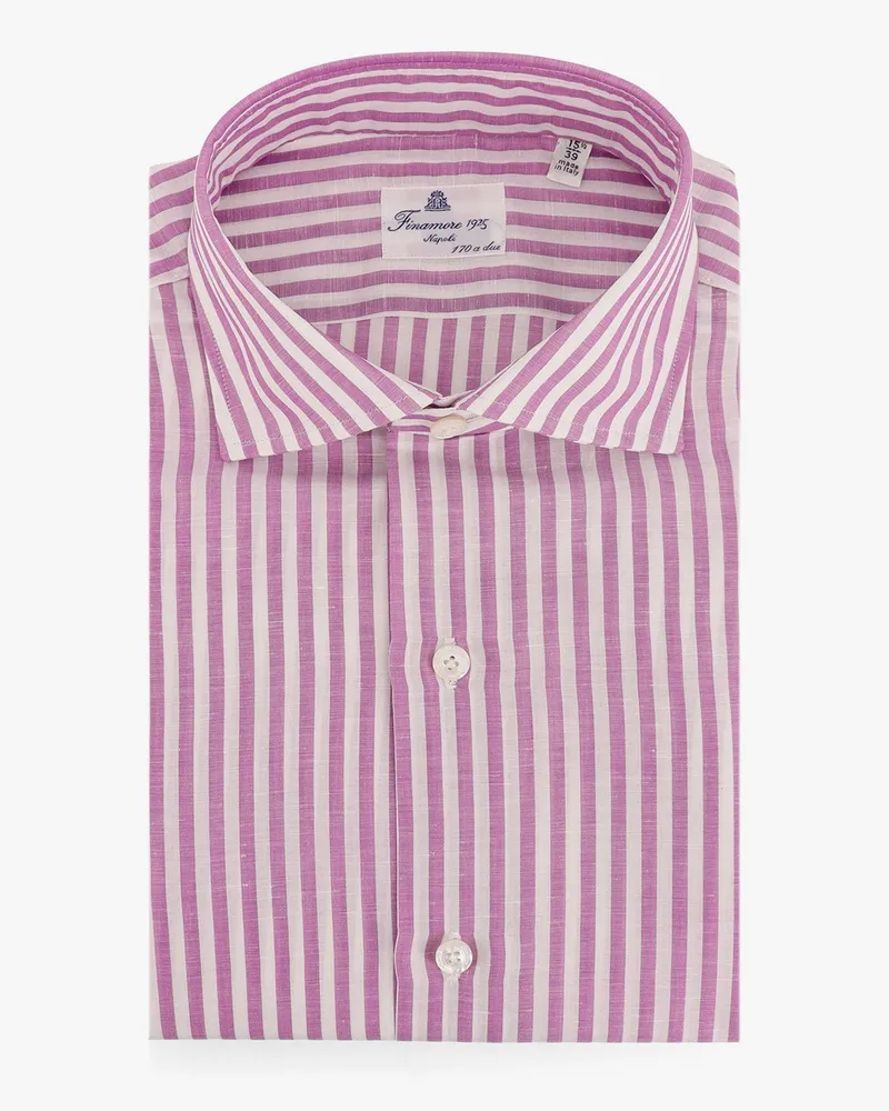 Finamore 1925 170 a due striped linen and cotton shirt -  - gender_Man 