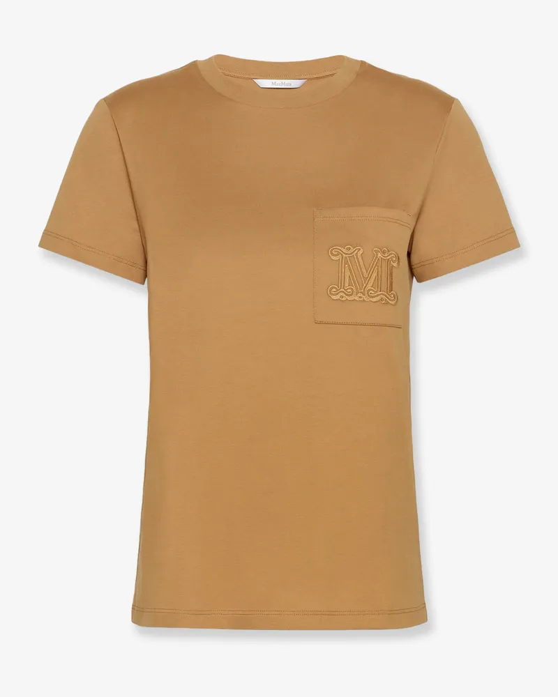 Max Mara Papaia cotton t-shirt with Monogramma -  - gender_Woman Beige