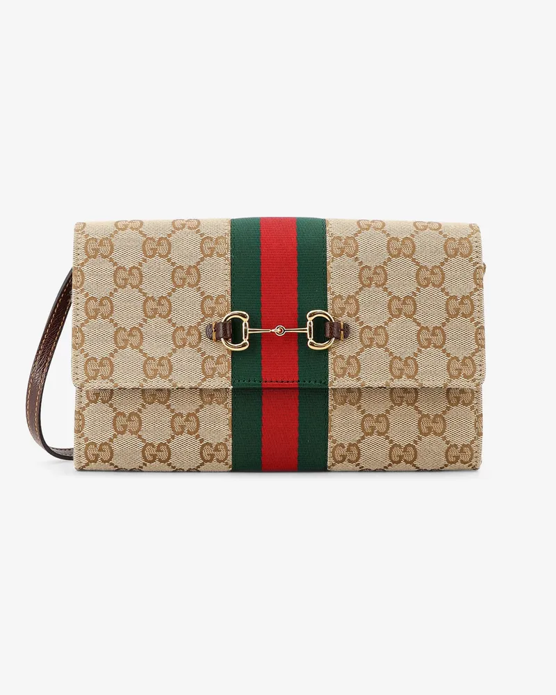 Gucci Horsebit Web GG fabric wallet - GUCCI - gender_Woman Beige