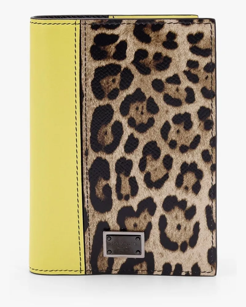 Dolce & Gabbana Saffiano leather passport holder with clored leather inserts -  - gender_Man Multicolor