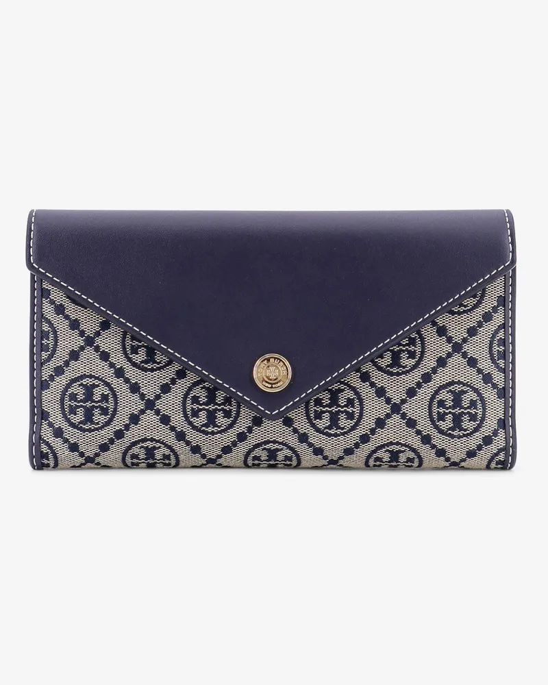 Tory Burch T Monogram Envelope leather and T Monogram Fabric wallet -  - gender_Woman Blue