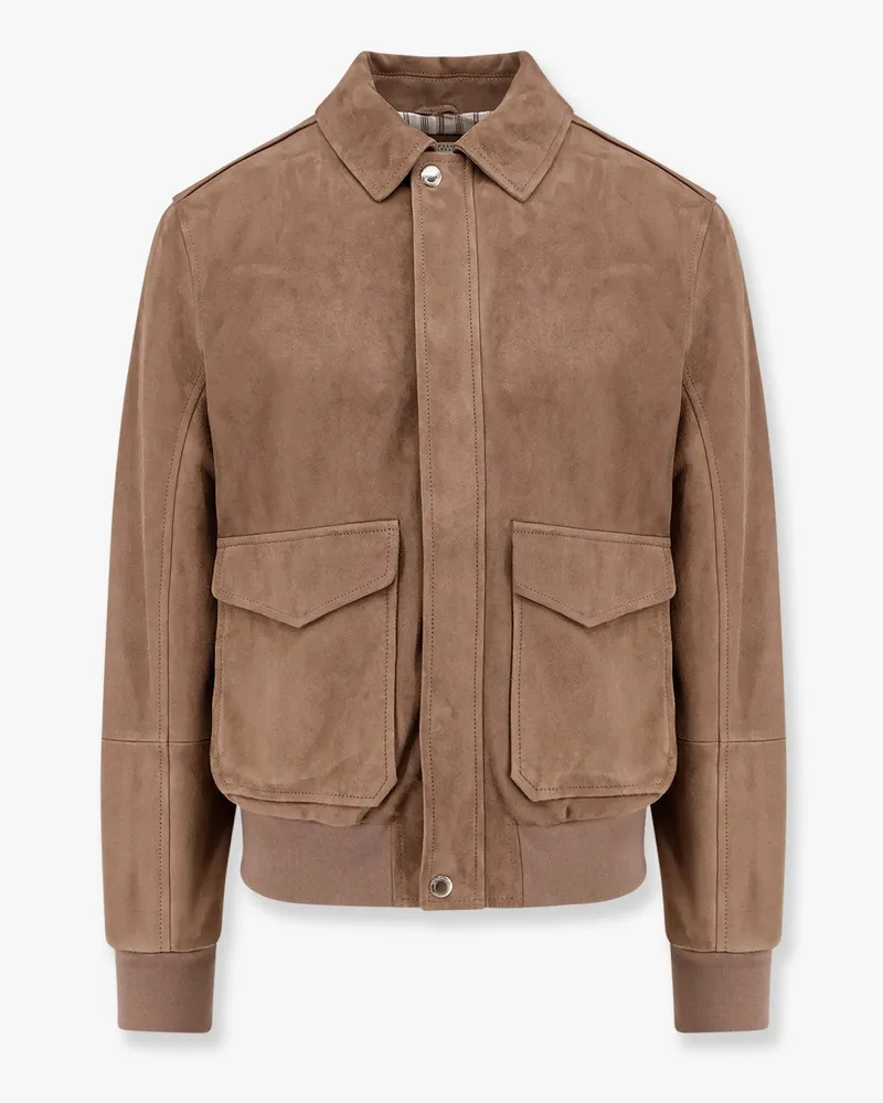 Brunello Cucinelli Suede jacket with striped cupro lining -  - gender_Man 