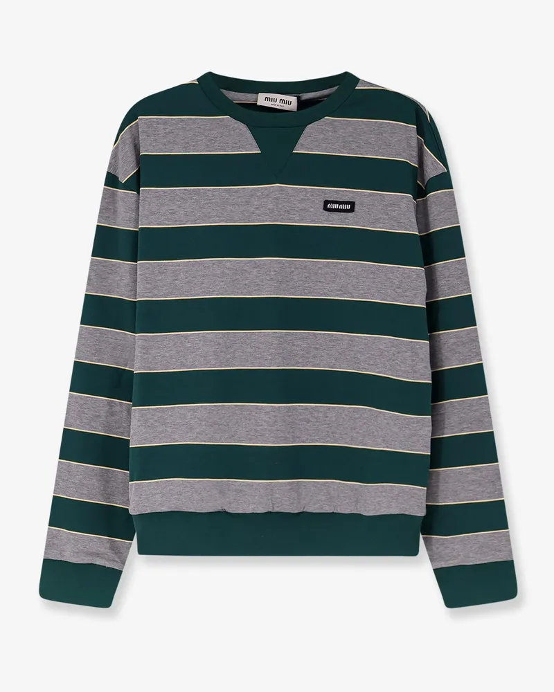 Miu Miu Cotton sweatshirt with striped pattern -  - gender_Woman Green